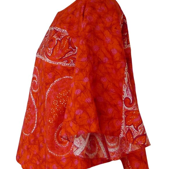 Alfred Shaheen - Margo's Honolulu, Vintage 1960s Hawaiian Paisley Poncho Blouse - Picture 2 of 5